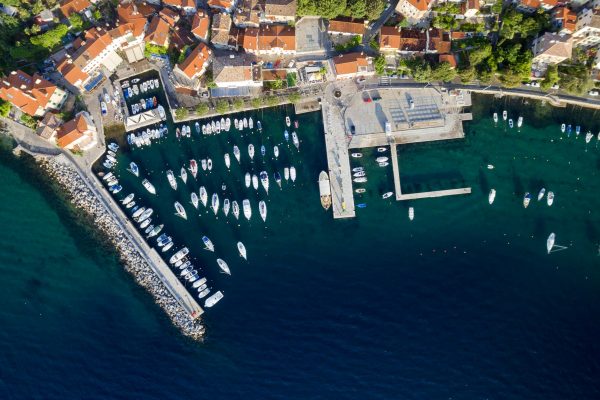 Aerial View of Mediterranean sea in Opatija, Croatia